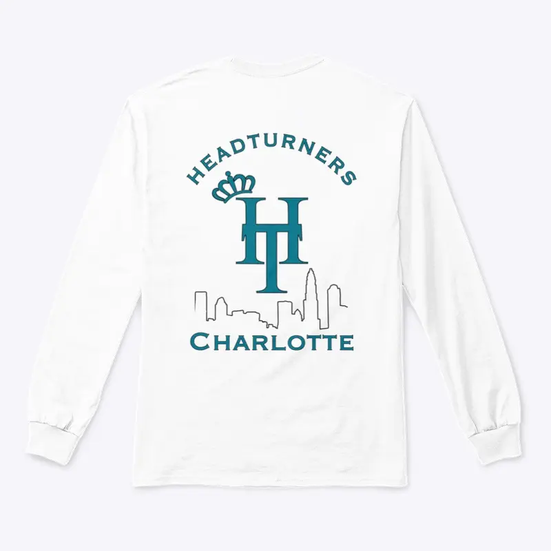 Lg Sleeve Tee w/ teal logo & blk skyline