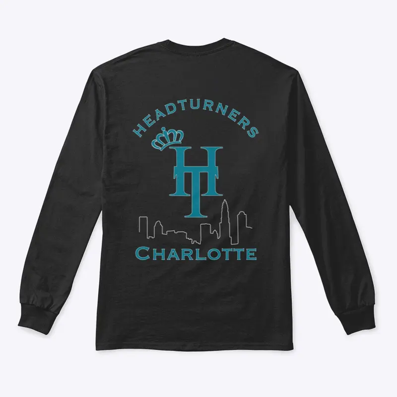 Lg Sleeve tee w/ teal logo & wht skyline