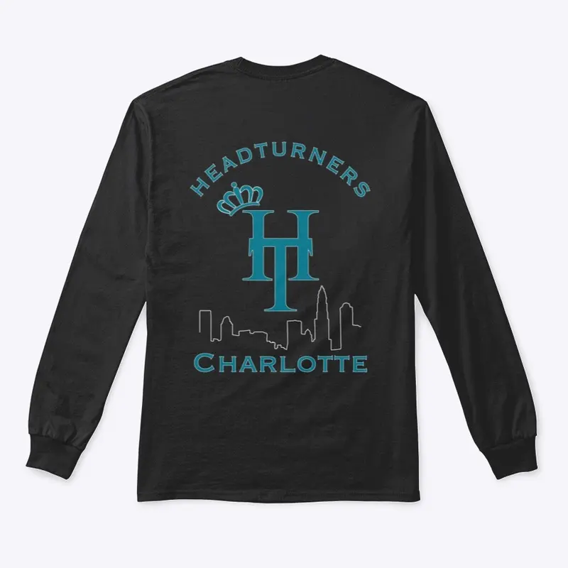 Lg Sleeve tee w/ teal logo & wht skyline